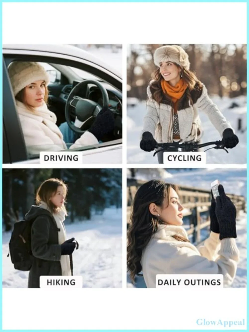 Women's Winter Gloves Chenille Touch Screen Thermal Fleece Knit Warm Elastic